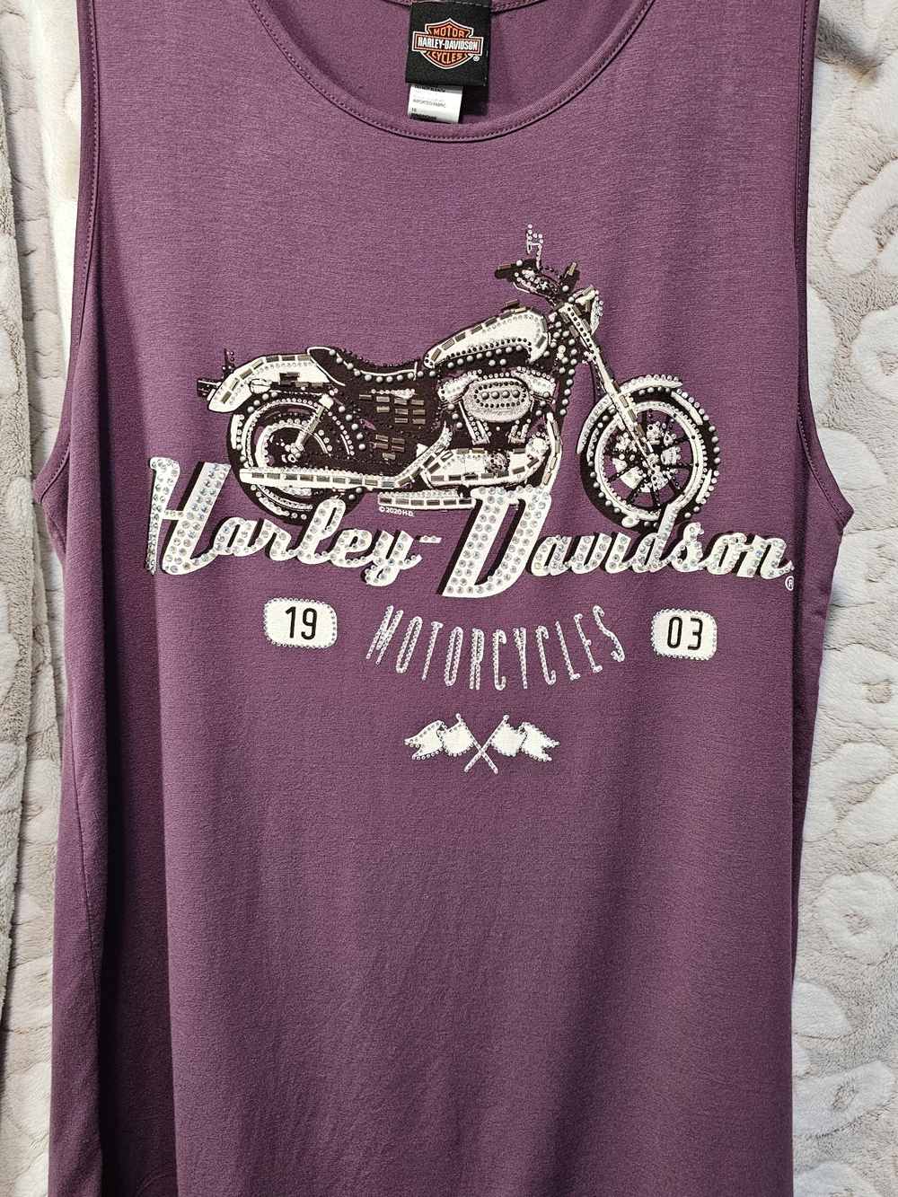 Harley-Davidson Plum Tank Top with Motorcycle Graphic